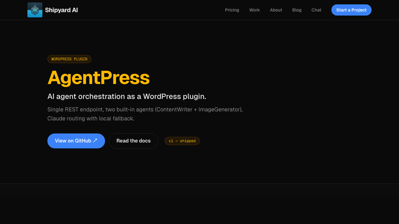 AgentPress website screenshot