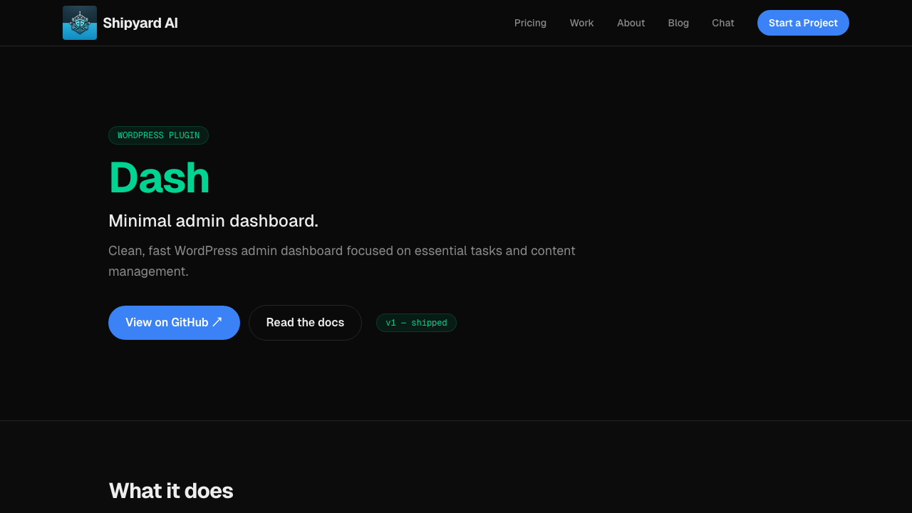 Dash website screenshot