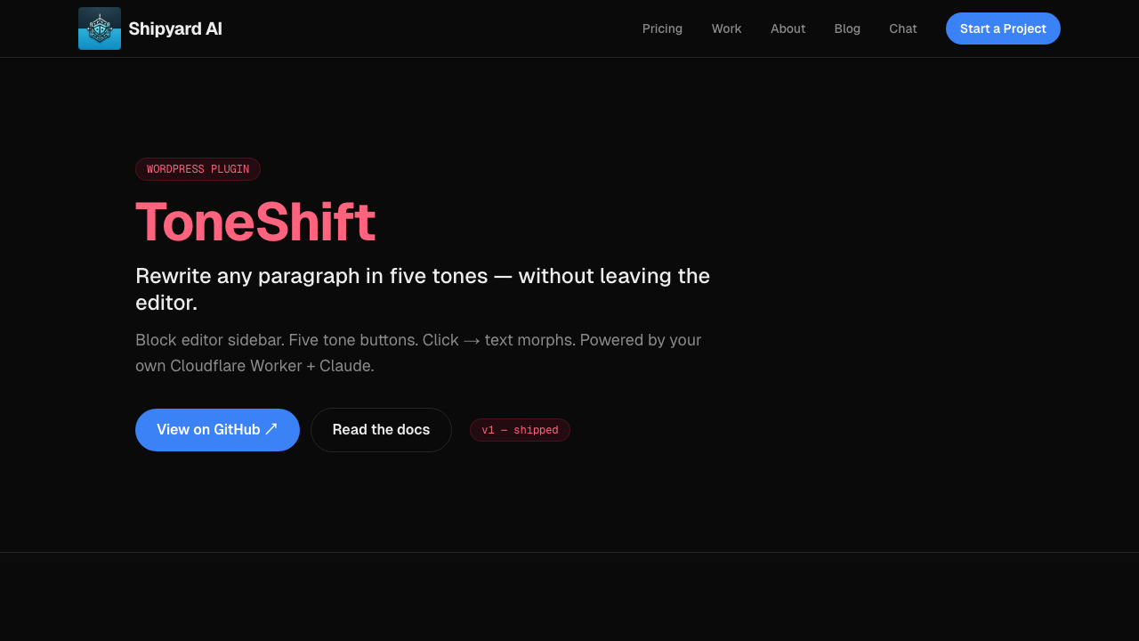ToneShift website screenshot